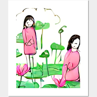 lotus pond Posters and Art